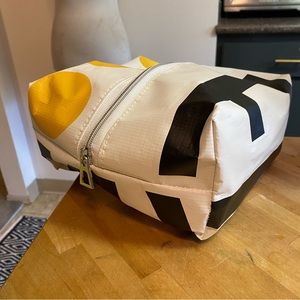 Serene Handbags cosmetic toiletry accessory bag 18 x 18 x 4“ up cycled billboard